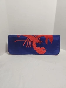Embroidered Lobster Clutch HandBagShiraleah Chicago Navy - Picture 1 of 8