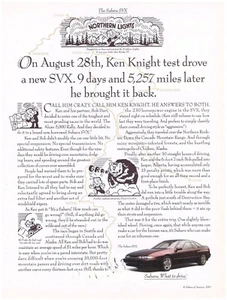 Subaru SVX 1992 cupé deportivo, ganador del rally Alcan 5000, anuncio de cargador de 8x10,5 pulgadas - Imagen 1 de 1