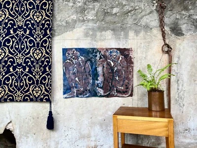 Vinatge Figurative Still Life Fabric Art Signed - Image 1 of 4