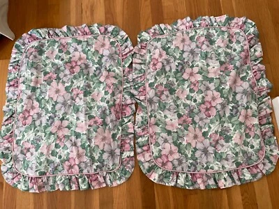 Sanderson Martex “Ville De Lyon” Rosa Verde Floral 2 Almohadas Estándar Volantes Falsos Foto 1 de 4