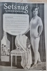 Setsnug Underwear Cover Alls "V-H Gusset Crotch Vintage 1917 Magazine Ad - Picture 1 of 1