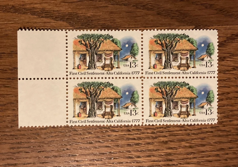 Block of 4 U.S. Stamps: First Civil Settlement, Alta California - Image 1 of 1