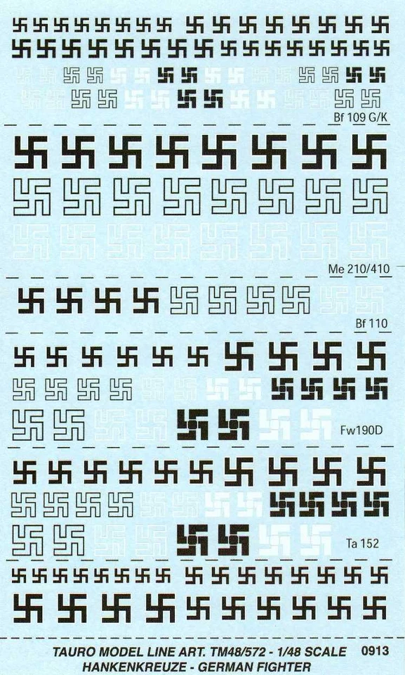 TAURO MODEL TM48/572 SVASTICHE PER CACCIA TEDESCHI WWII SCALA 1:48 - Immagine 1 di 1