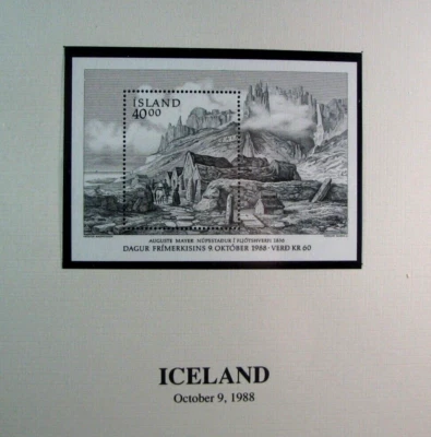 Hoja de recuerdo de Islandia extranjera 1988 sello día MNH H328 Foto 1 de 2