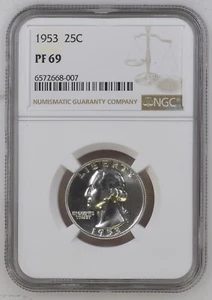 1953 Washington Quarter NGC PF69 Brilliant White Spotless PR69 - Picture 1 of 2