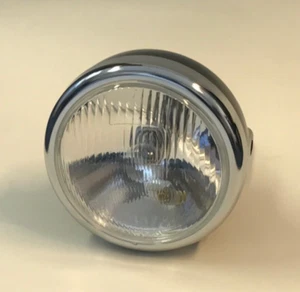 Black & Chrome 5" Round Motorcycle Headlight Side Mounted Headlamp Unit  - Picture 1 of 4