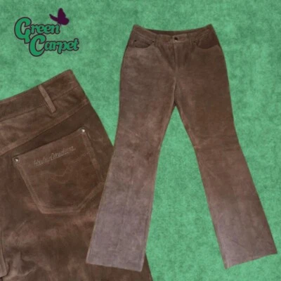 brown leather harley davidson pants vintage 28" waist  Foto 1 de 4