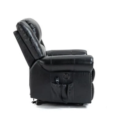 Silla reclinable Power Lift de cuero con funciones de masaje y calor lumbar Foto 1 de 4