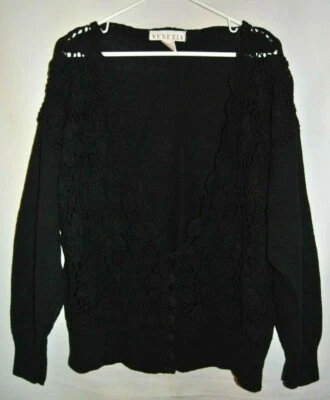 Suéter cárdigan de encaje negro VENEZIA para mujer talla 26/28 Foto 1 de 4