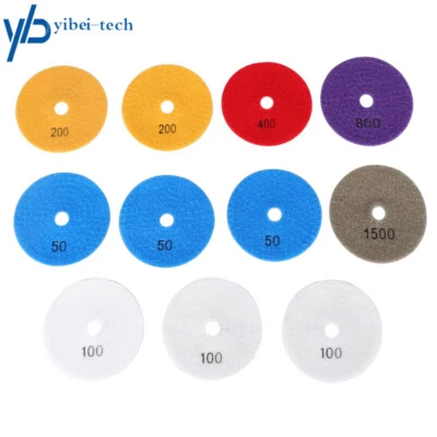 Juego de almohadillas de pulido de diamante de 4 pulgadas de 11+1 almohadilla de respaldo para granito húmedo/seco Foto 1 de 4