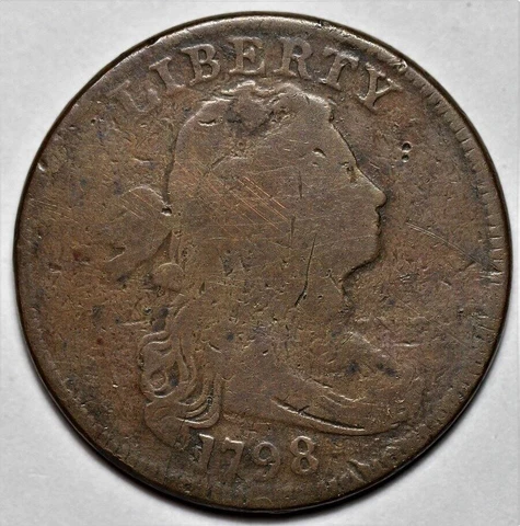 1798 Draped Bust Large Cent - 1st Hair Style - US 1c Copper Penny Coin - L36 Cover