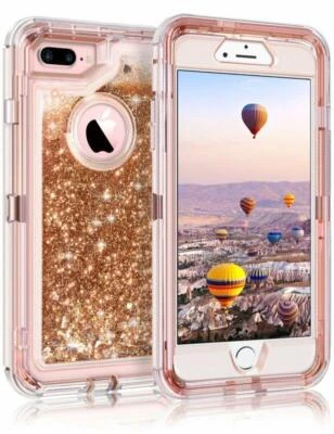 Funda protectora brillante líquida a prueba de golpes para iPhone SE2 6 7 8 y Plus Foto 1 de 4
