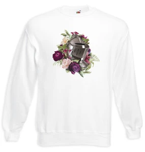 Flower Heart Sweatshirt Pullover Kinght Helmet Medieval Flower Art Painting - Picture 1 of 1
