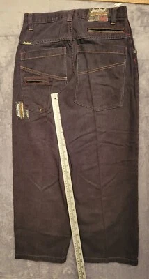 Vintage Paco Carpenter Black Denim Jeans Men 31x28 29x26 Y2K Wide Baggy Grunge - Image 1 of 4