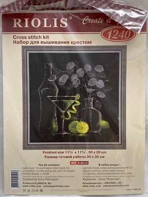 Riolis STILL LIFE WITH MARTINI Kit Punto de Cruz Contado #1240 NUEVO Foto 1 de 3