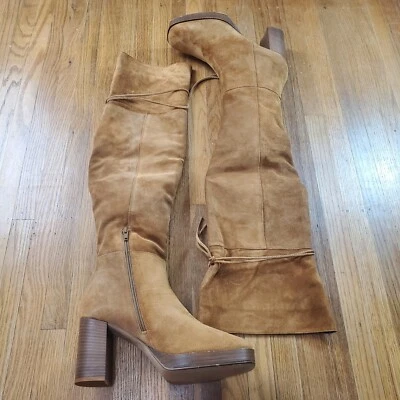 FREE PEOPLE замшевые Echo платформе ботинок размер 9 EU 39 над колена ботинки желтовато-коричневый верблюд - Изображение 1 из 4