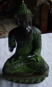 Großer Bronze Buddha im Blütengewand Chin Mudra,Handhaltung der Weisheit und des - Bild 1 von 11