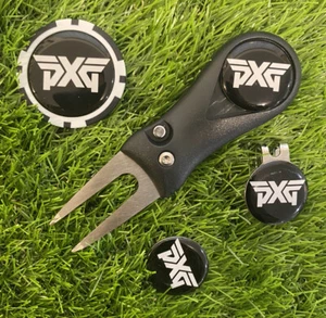 Golf Pitchfork Magnetic Hat Clip with 3 PXG Markers and Poker Chip - Picture 1 of 4