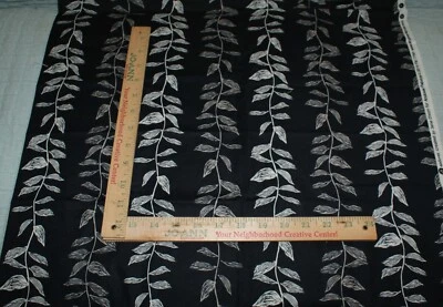 Black Background Leaf Vine Jane Dixon  Andover Fabric Cotton 27" x 42W Fast Ship - Image 1 of 3