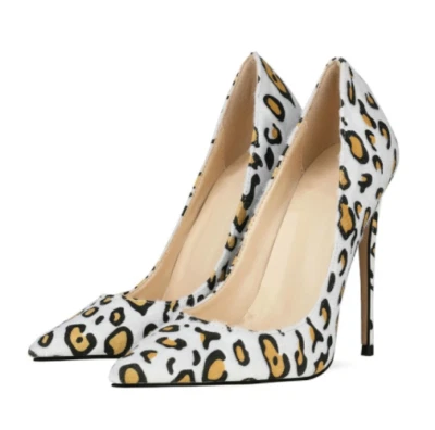 Womens Suede High Heels Shoes Pointy Toe Nightclub Leopard Wedding Sexy Pumps 45 - Image 1 of 4