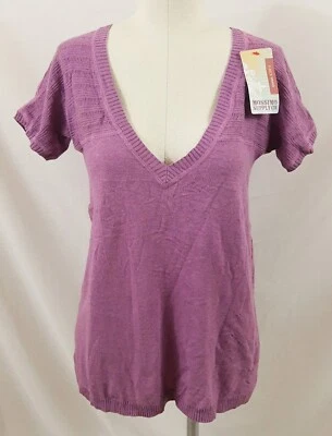 Nuevo con etiquetas Suéter Mossimo Supply Para Mujer Púrpura Jaspeado Manga Corta Cuello en V Talla Grande Foto 1 de 4