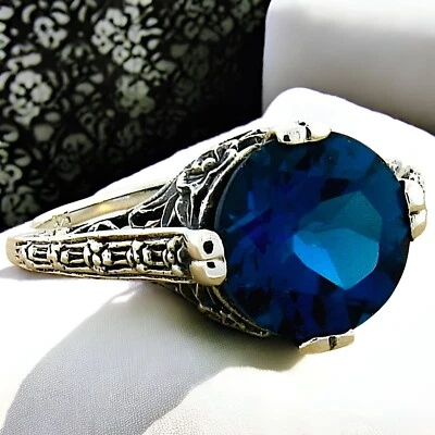 ANILLO ESTILO ART DECO PLATA ESTERLINA 925 TOPACIO AZUL LONDRES GENUINO 3,50 QUILATES #556 Foto 1 de 3