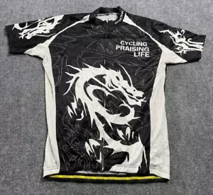 Monton Men's Cycling Praising Life Jersey Dragon Print Bottle Pockets Black 3XL - Picture 1 of 13