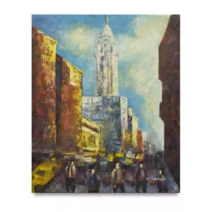 Arte de Nueva York - Arte moderno tripulación de la ciudad de Nueva York 20x24 pintura al óleo original - ¡A la venta!¡! - Imagen 1 de 5
