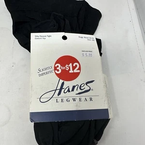 Vintage Hanes Legwear Style 610 Tights AB 71 Jet Black Silky Control Blickdicht Neu - Bild 1 von 7
