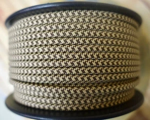 Cable cubierto de tela plana marrón/bronceado de 2 hilos, lámparas de estilo vintage de 18ga, tela de nailon - Imagen 1 de 6