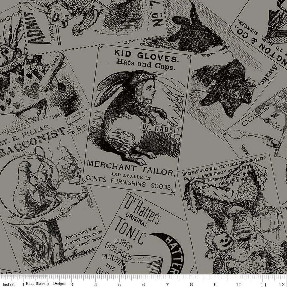 Gray Card Toss 44" fabric from Riley Blake, CD11957-Gray, Mad Masquerade, cotton - Image 1 of 1