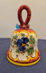 VINTAGE italienische Keramik Glocke handbemalt Blumen 5 1/2" hoch schöne Farbe - Bild 1 von 6