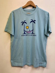 Men’s New Small Life is Good Every Day is Saturday T Shirt Hammock Palm Tree - Picture 1 of 4