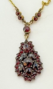 Gründerzeit Granatkette Kette Collier Granat Necklace Hals Gold Böhmen Nr.365 - Bild 1 von 5