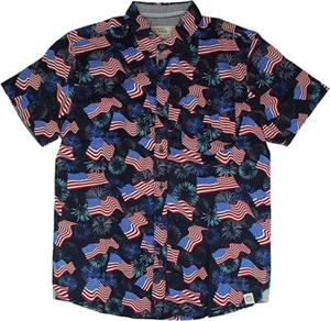 FREE PLANET BOYS BUTTON DOWN 4TH OF JULY SIZE LARGE (14/16) USA  - Picture 1 of 6