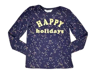 Camisa para niñas H&M Mangas Largas Happy Holidays Top Confeti Navidad Talla 8-10 - Imagen 1 de 4