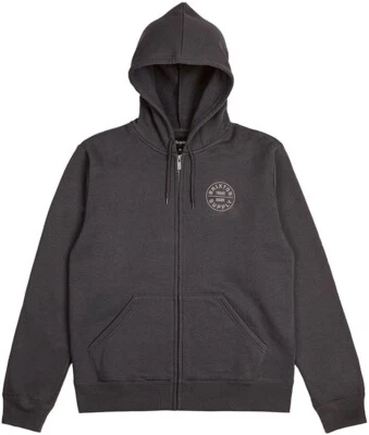 Sudadera con capucha para hombre Brixton Oath lavada negra gris serigrafía cremallera polar Foto 1 de 2