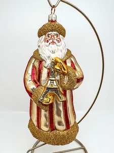 2000 Patricia Breen "Parisian Santa" Eiffel Tower Handmade Glass Ornament #2000 - Picture 1 of 7