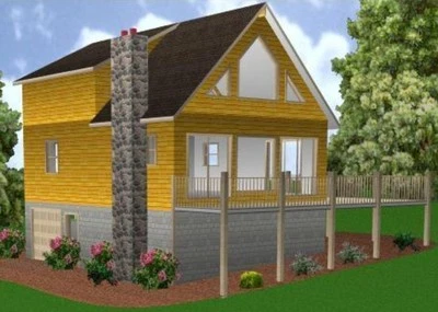 24x34 Cabin w/Full Basement Plans Package, Blueprints, Material List - Image 1 of 4