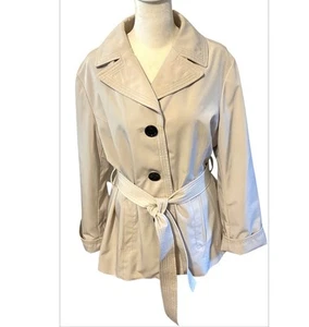 Esprit Vintage Women’s Trench Coat Ivory Sz Lg P Belted Careerwear Corpcore - Picture 1 of 13