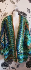 Flower of life, granny square, 70s granny flower cardigan size 16/18? - Picture 1 of 11