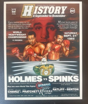 Larry Holmes - Michael Spinks Boxeo Postal Flyer (1985) Riviera, Las Vegas Foto 1 de 2