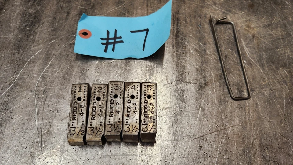 Ridgid 4-P  3-1/2" Pipe Threader 5-Piece  Die Set  1 thru 5 w/Clip  USED #7 tag - Image 1 of 4