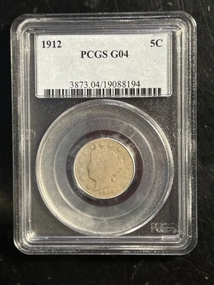1912 Liberty Head V Nickel PCGS Graded G04  G4 Good - Image 1 of 4