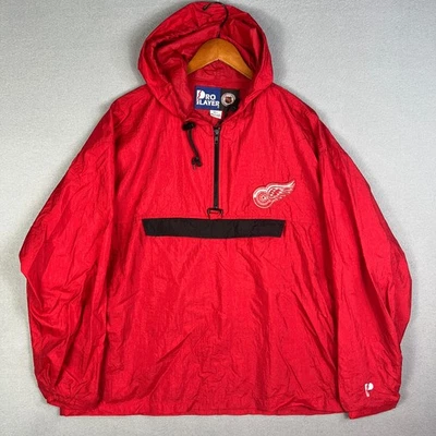 Chaqueta cortavientos De colección Detroit Red Wing para hombre grande años 90 nailon jugador profesional cremallera 1/4 Foto 1 de 4