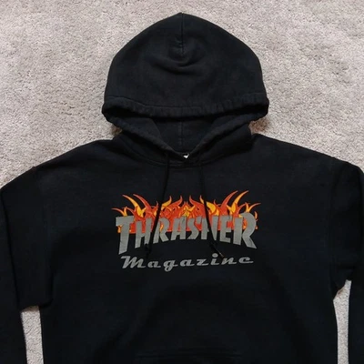 Thrasher Magazine Sudadera Para Hombres Mediana Negra Sudadera con Capucha Ropa de Calle Monopatín Y2k Foto 1 de 4