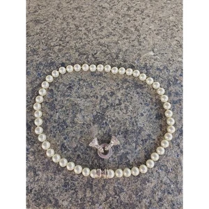 Judith Ripka weiße Perle 925 Sterling Silber Halskette 8 mm Magnetverschluss 18 Zoll - Bild 1 von 9