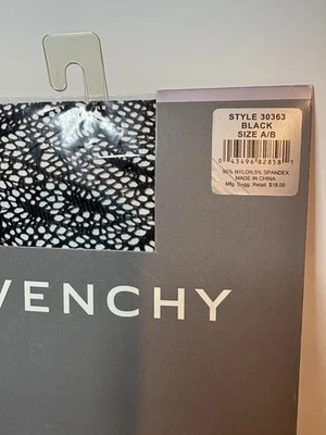 Givenchy Pret-A-Porter Pantyhose BLACK Sz A/B Style 30363 Free Shipping! - Image 1 of 3