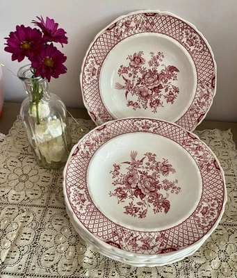 lot de 6 assiettes creuses anglaises mason’s stratford rose - Photo 1/4