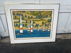 François Fanch Ledan “Hobie Cats” 1982 Litografía Firmada ¡¡Prueba de Artista!!! - Imagen 1 de 6